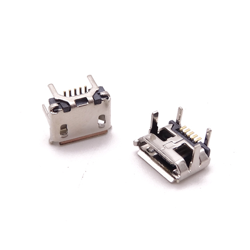MICRO USB 5P母座 牛角外 2.0(7.2-4.85)加長(zhǎng)0.3無柱 卷邊